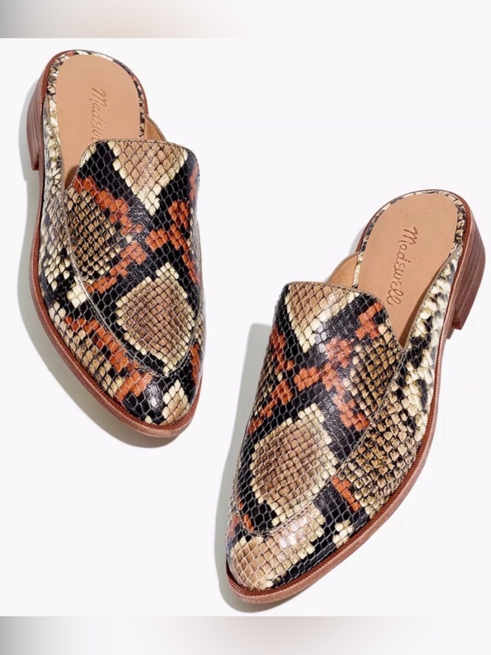 Madewell Frances Snakeskin Slip-on Embossed Leatherr Loafer Mules